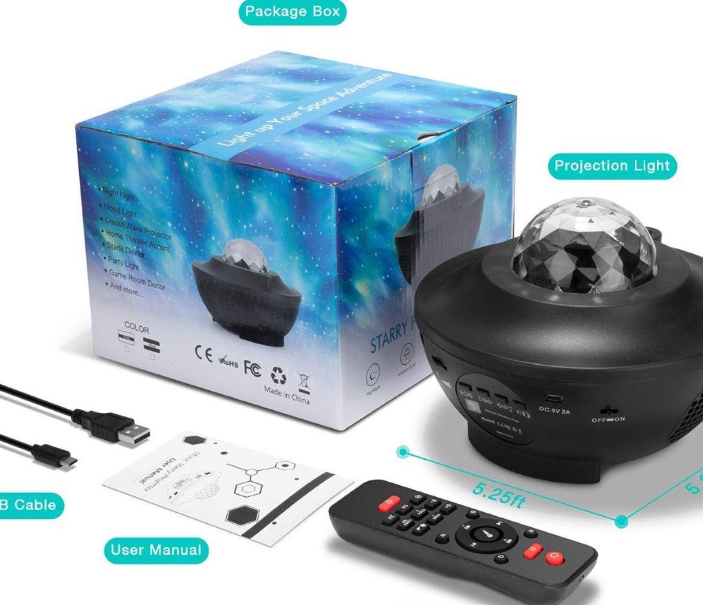 Projecteur lumineux musical LED Bluetooth avec ciel étoilé et sécurité papillon - IVOIRART.COM