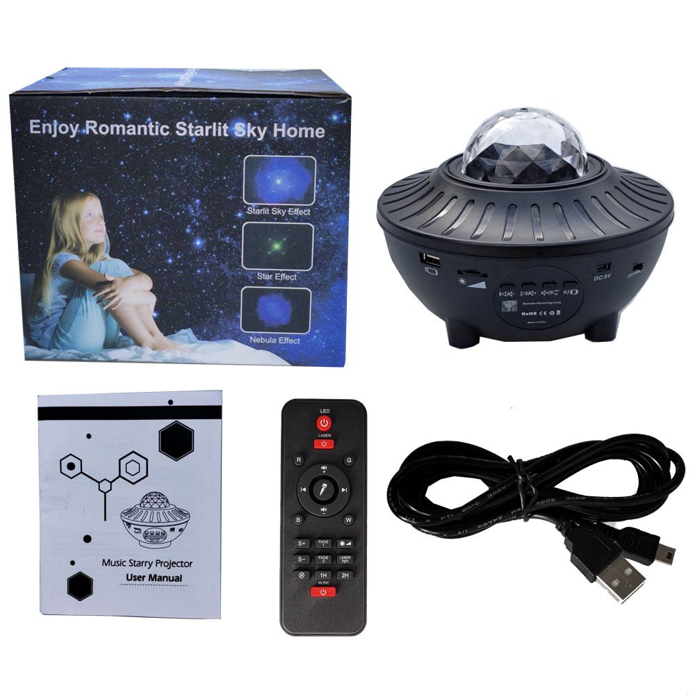 Projecteur lumineux musical LED Bluetooth avec ciel étoilé et sécurité papillon - IVOIRART.COM