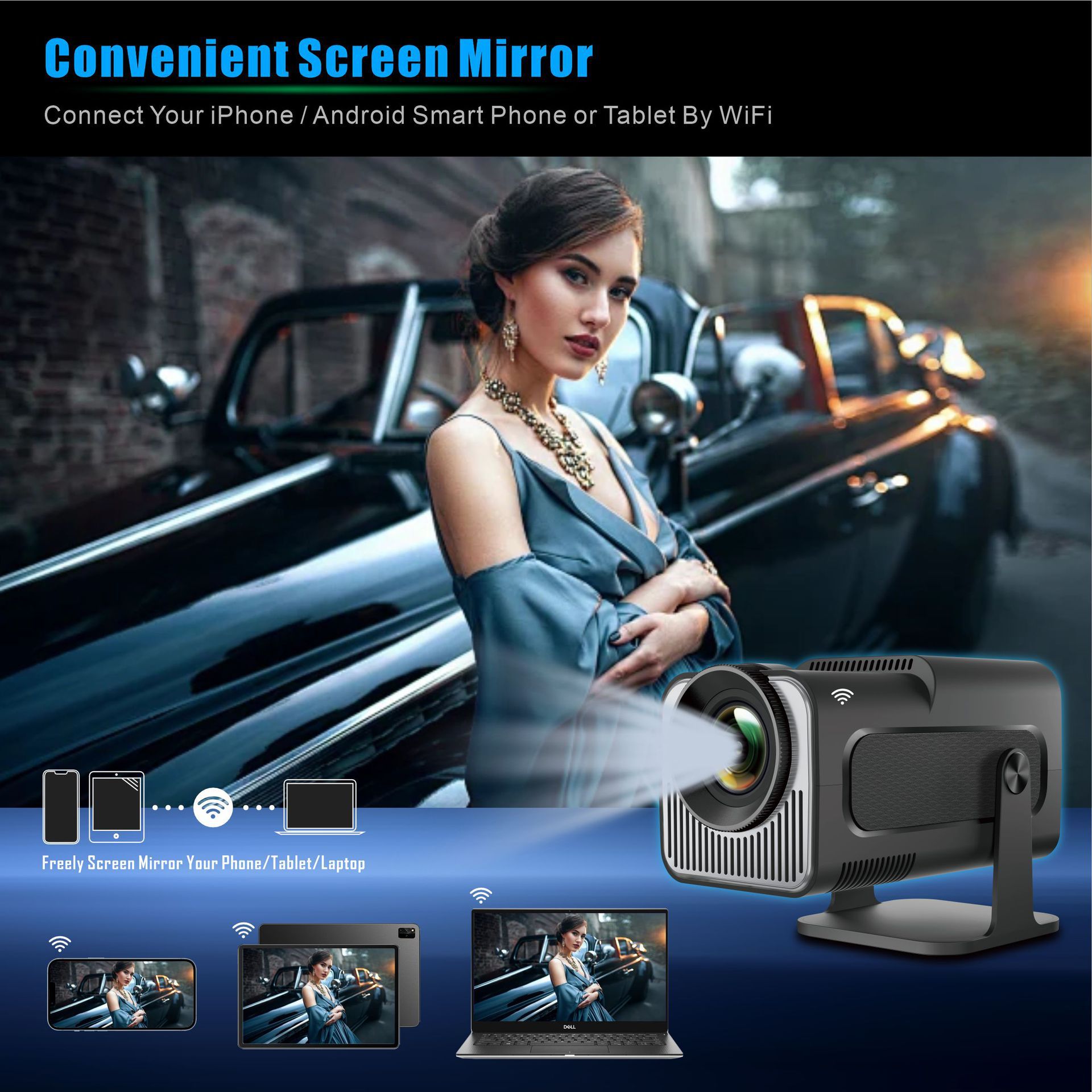 Projecteur Mini HY320 720P Android, 40W, 260 lumens, compatible HDMI et Android. - IVOIRART.COM
