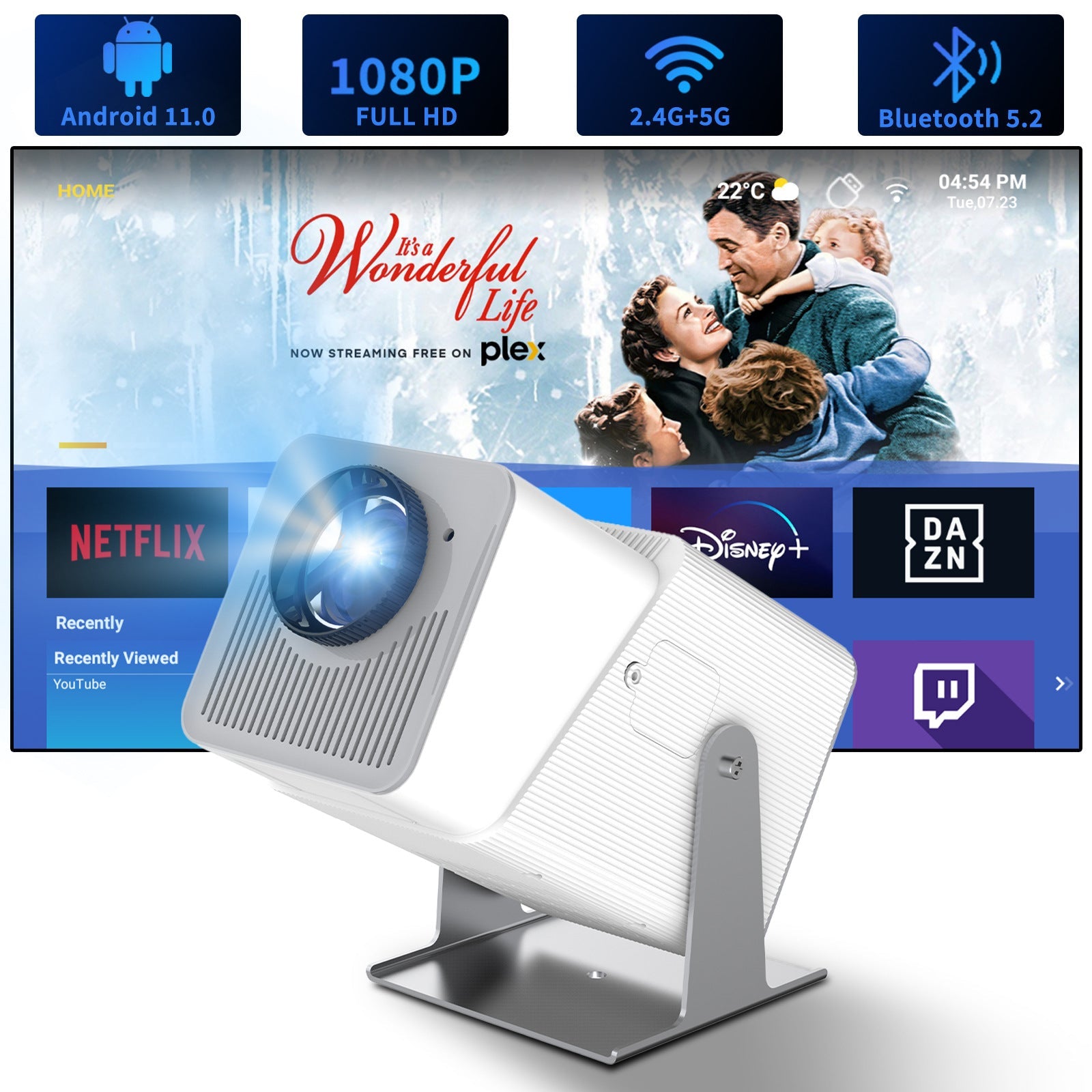 Projecteur portable 4K PTZ Mini H713 — 720P, 260 ANSI lumens, Wi‑Fi international - IVOIRART.COM