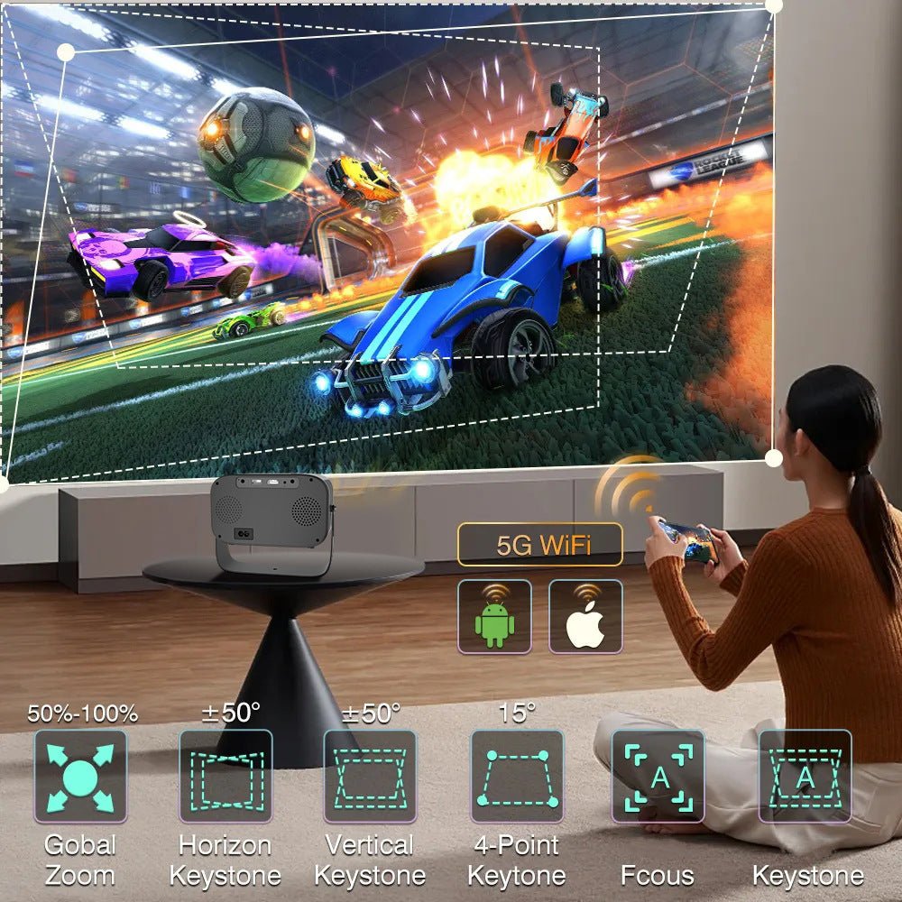 Projecteur Portable Intelligent HD pour Bureau à Domicile, Puissance 60W, Noir, Android, 150 Lumens, Résolution 1280x720 - IVOIRART.COM
