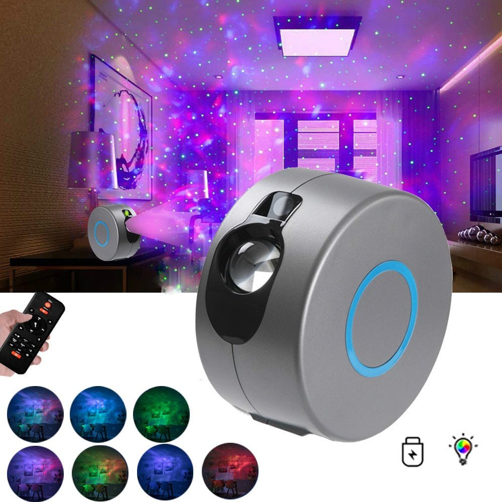 Projecteur Rotatif Céleste Galaxy avec Ciel Étoilé Multicolore Dynamique - IVOIRART.COM