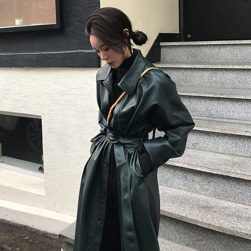 PU leather windbreaker motorcycle jacket coat - IVOIRART.COM