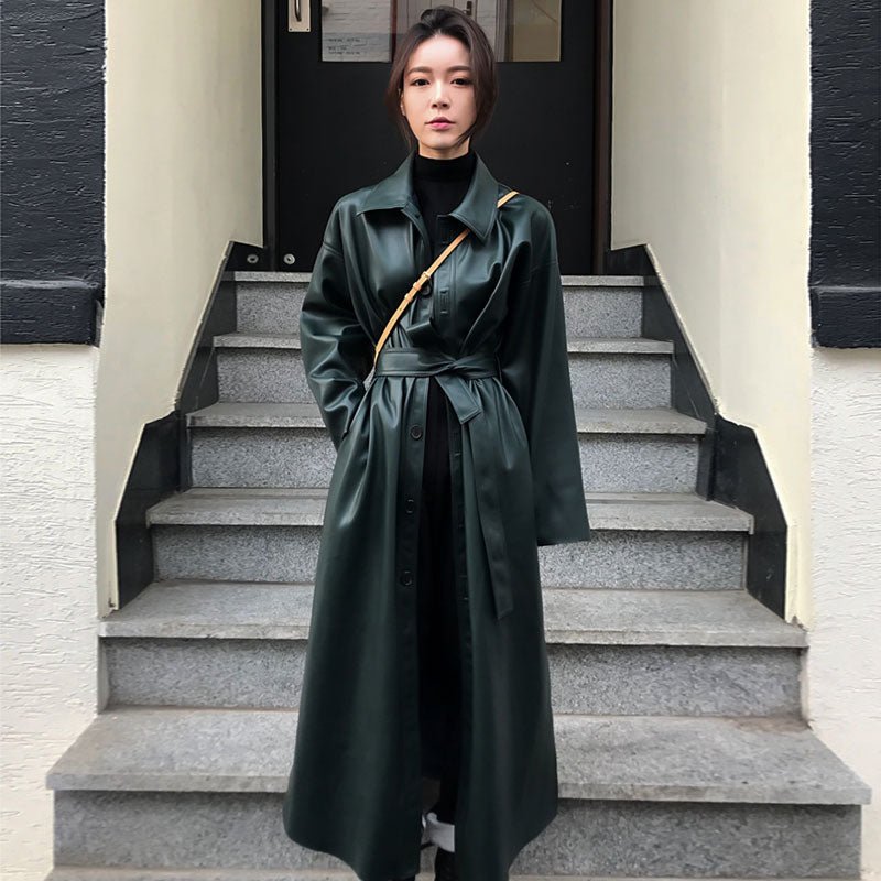 PU leather windbreaker motorcycle jacket coat - IVOIRART.COM