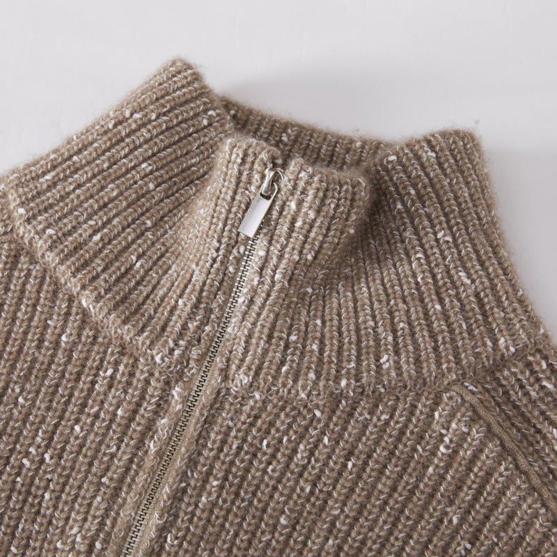 Pull cachemire épais col montant arabesque demi-ouvert coupe loose femme conforts - IVOIRART.COM
