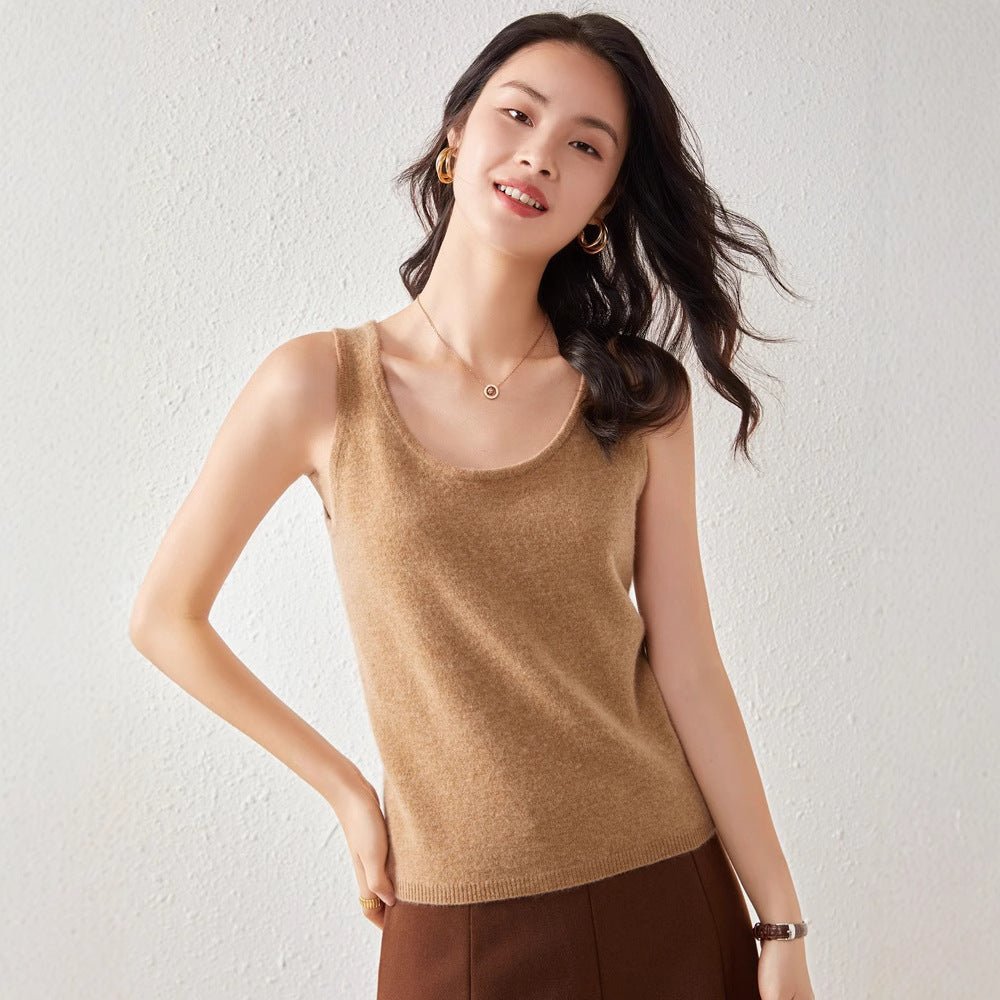 Pull en cachemire femme : camisole moulante doublure intime, tailles S à XXL chic - IVOIRART.COM