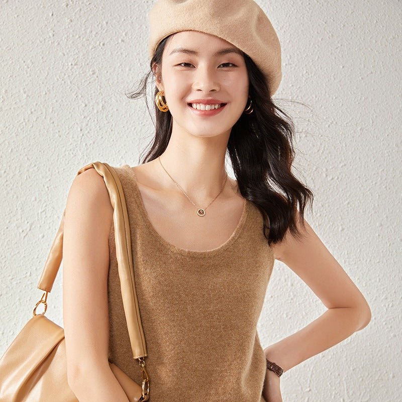 Pull en cachemire femme : camisole moulante doublure intime, tailles S à XXL chic - IVOIRART.COM