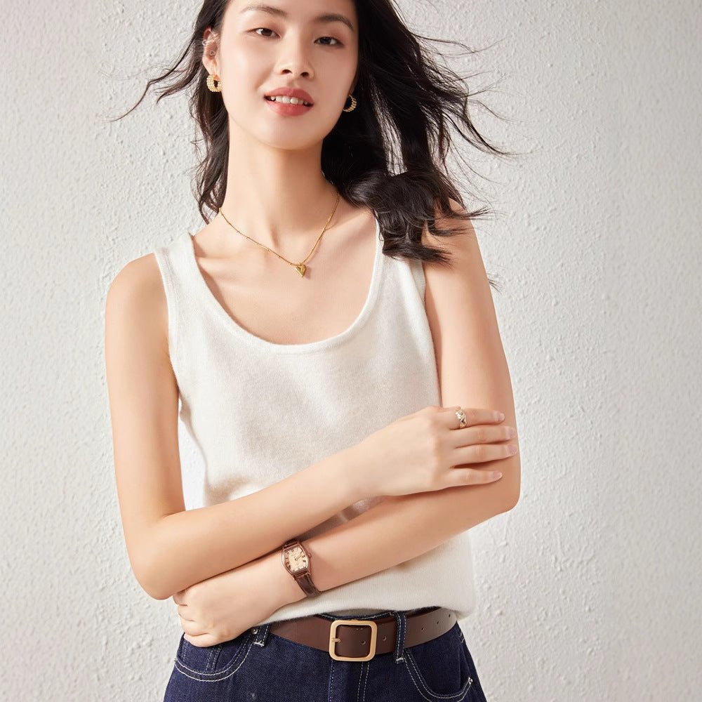 Pull en cachemire femme : camisole moulante doublure intime, tailles S à XXL chic - IVOIRART.COM
