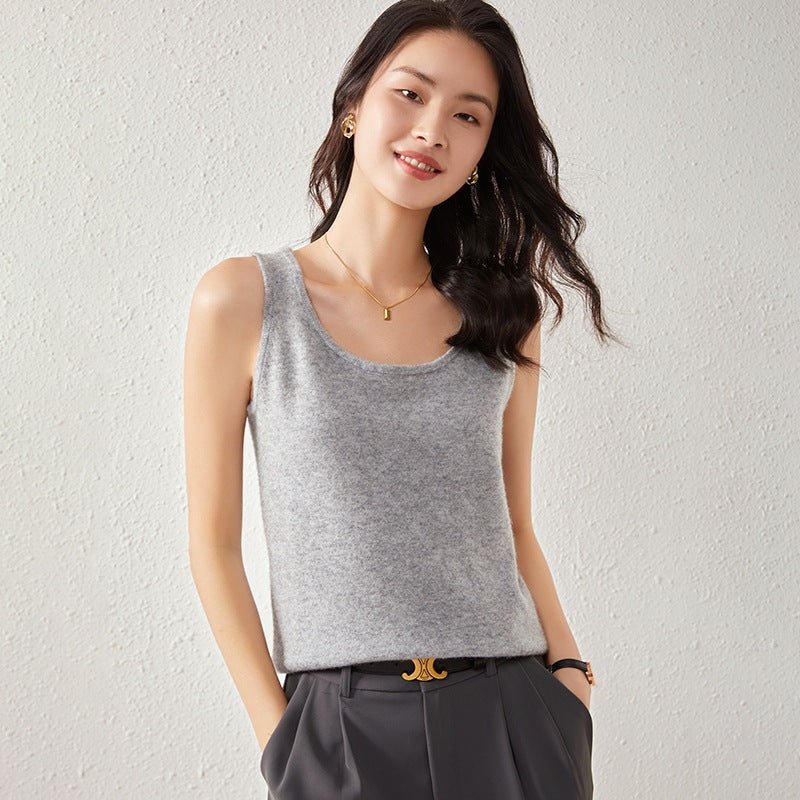 Pull en cachemire femme : camisole moulante doublure intime, tailles S à XXL chic - IVOIRART.COM