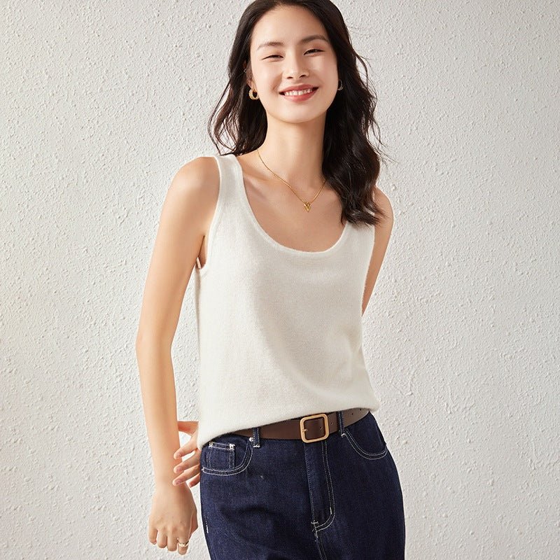 Pull en cachemire femme : camisole moulante doublure intime, tailles S à XXL chic - IVOIRART.COM