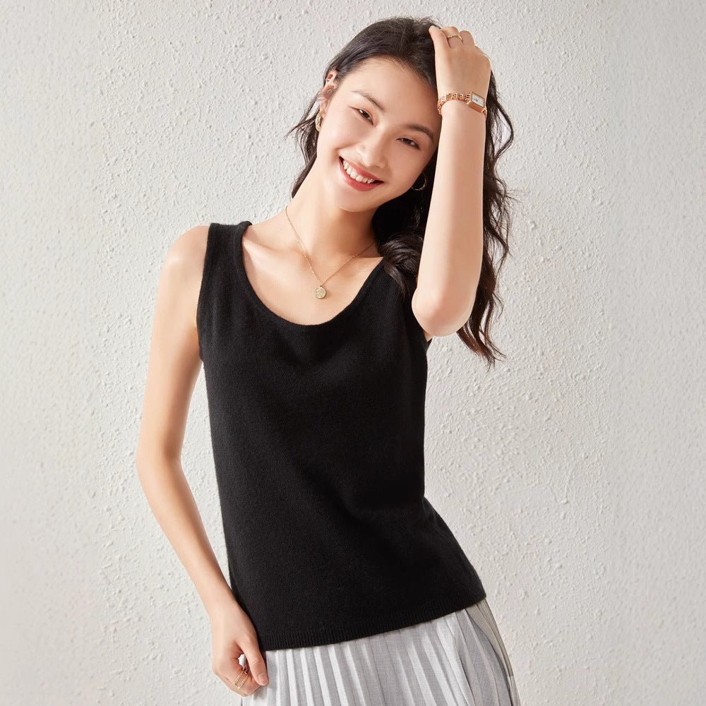 Pull en cachemire femme : camisole moulante doublure intime, tailles S à XXL chic - IVOIRART.COM