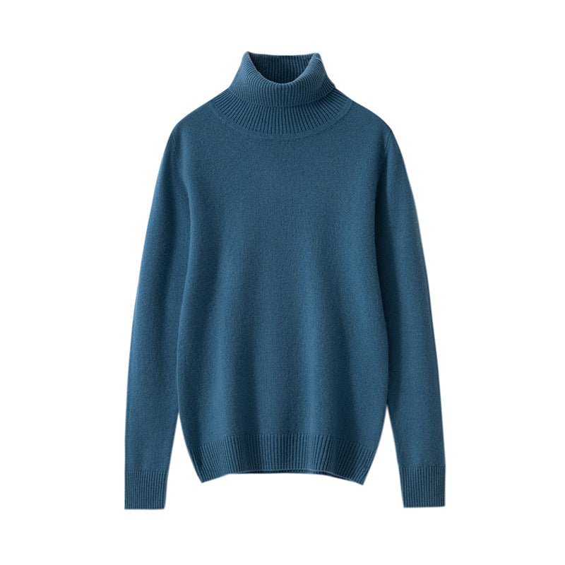 Pull en cachemire pur femme col montant, tricot fin basique, manches longues mix - IVOIRART.COM
