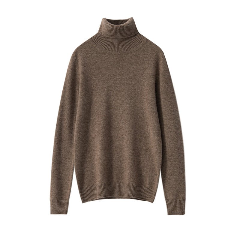 Pull en cachemire pur femme col montant, tricot fin basique, manches longues mix - IVOIRART.COM