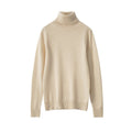 Pull en cachemire pur femme col montant, tricot fin basique, manches longues mix - IVOIRART.COM