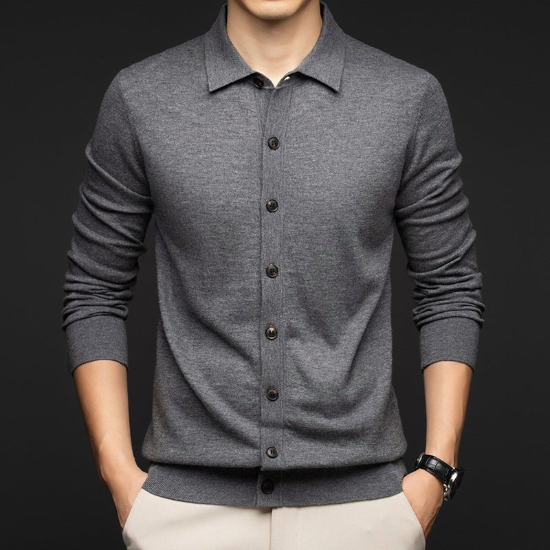 Pull en laine unie pour homme, style citadin décontracté, coupe ajustée, multi-tailles - IVOIRART.COM