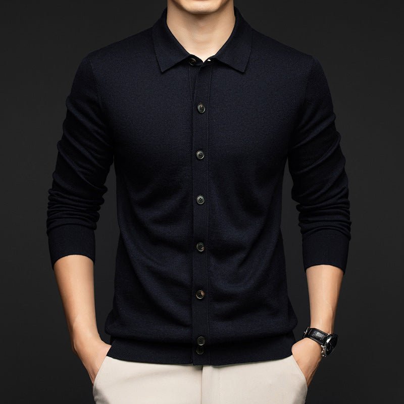 Pull en laine unie pour homme, style citadin décontracté, coupe ajustée, multi-tailles - IVOIRART.COM