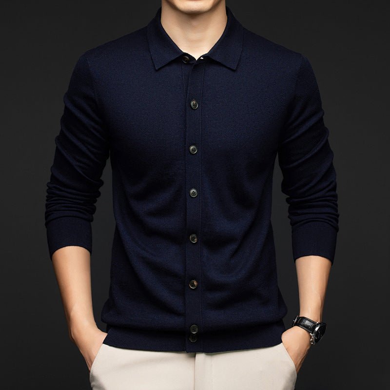 Pull en laine unie pour homme, style citadin décontracté, coupe ajustée, multi-tailles - IVOIRART.COM