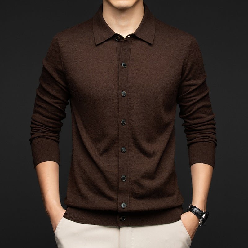 Pull en laine unie pour homme, style citadin décontracté, coupe ajustée, multi-tailles - IVOIRART.COM
