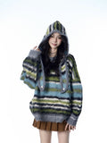 Pull femme mohair rayé avec écharpe et bonnet style décontracté - Tailles M-XL24 - IVOIRART.COM