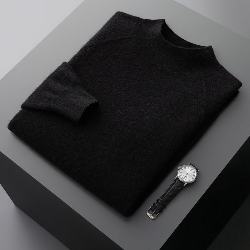 Pull homme col montant mi-haut en cachemire, manches raglan, tricot ample saison - IVOIRART.COM