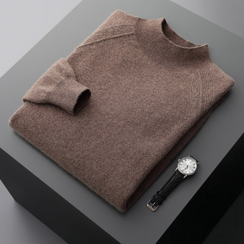 Pull homme col montant mi-haut en cachemire, manches raglan, tricot ample saison - IVOIRART.COM