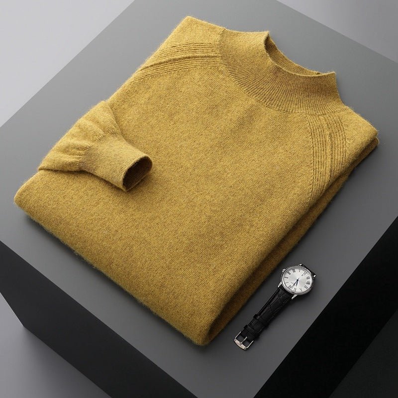 Pull homme col montant mi-haut en cachemire, manches raglan, tricot ample saison - IVOIRART.COM