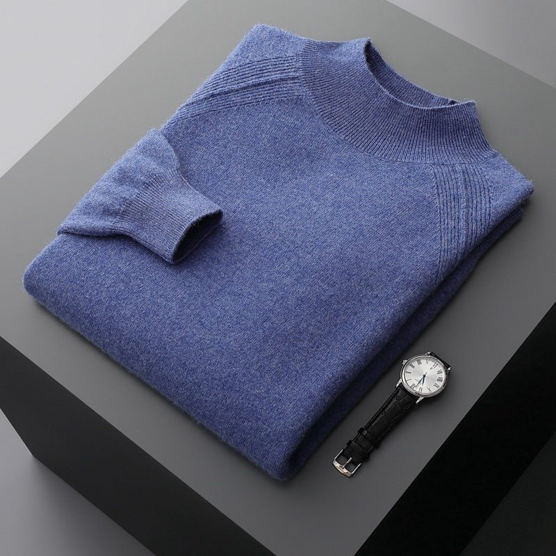 Pull homme col montant mi-haut en cachemire, manches raglan, tricot ample saison - IVOIRART.COM