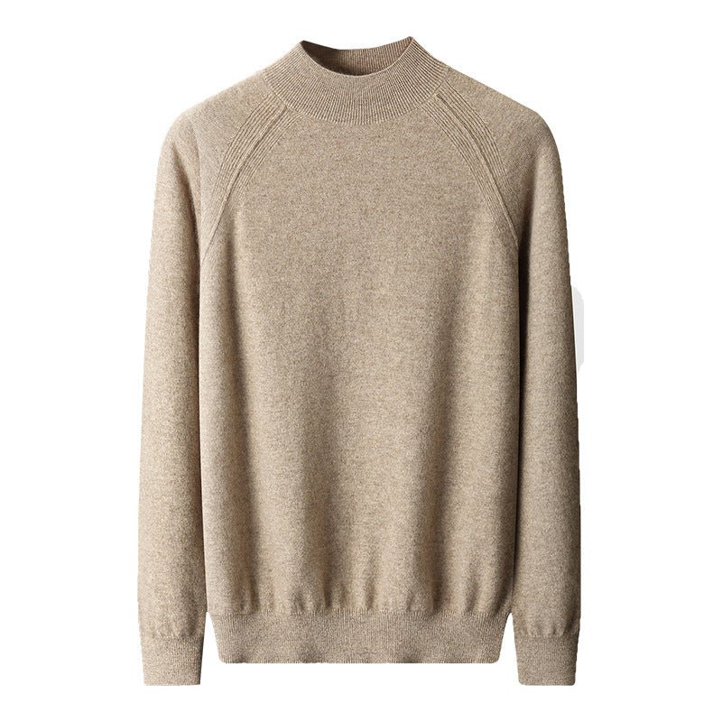 Pull homme col montant mi-haut en cachemire, manches raglan, tricot ample saison - IVOIRART.COM