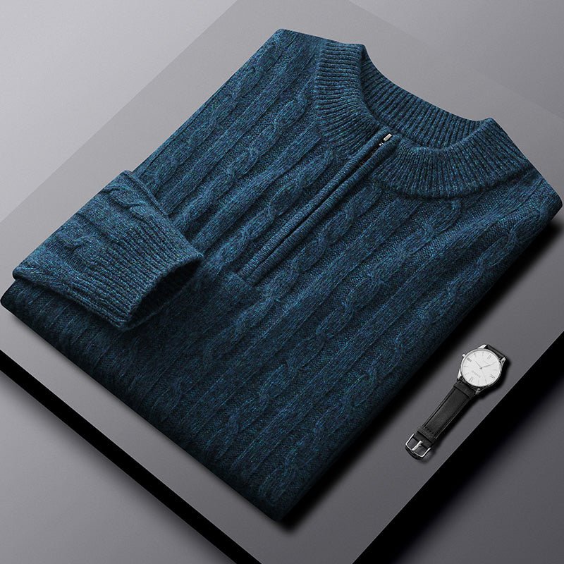 Pull homme en cachemire col zippé, chaud et épais, laine 69% cachemire 31% coupe - IVOIRART.COM