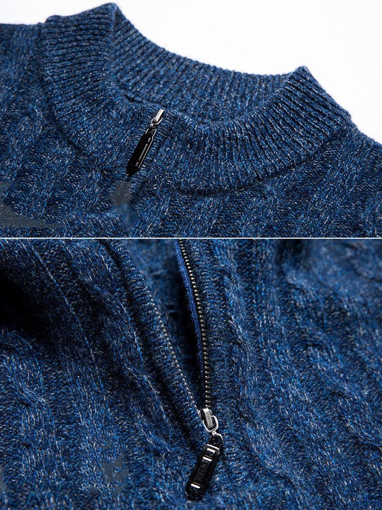 Pull homme en cachemire col zippé, chaud et épais, laine 69% cachemire 31% coupe - IVOIRART.COM
