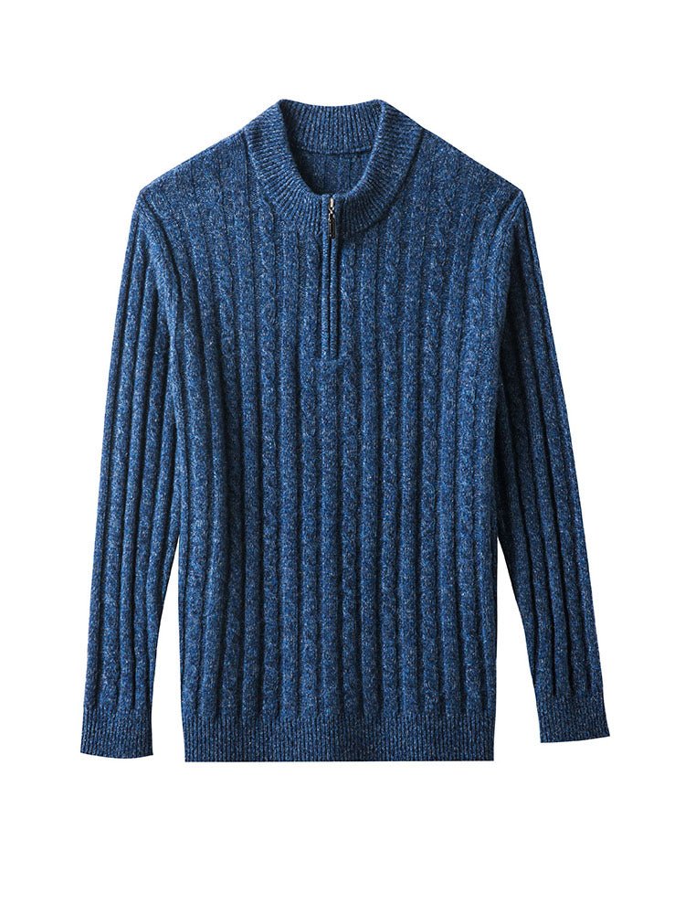 Pull homme en cachemire col zippé, chaud et épais, laine 69% cachemire 31% coupe - IVOIRART.COM