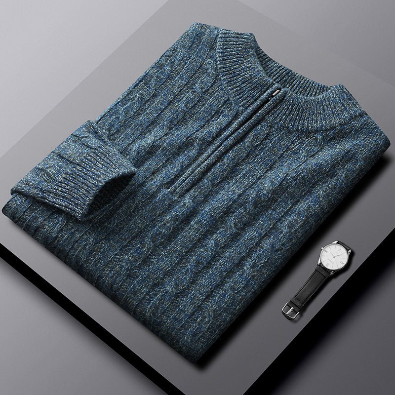 Pull homme en cachemire col zippé, chaud et épais, laine 69% cachemire 31% coupe - IVOIRART.COM