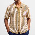 Pull Homme Rétro À Rayures Avec Mailles Ajourées Confortables Khaki - IVOIRART.COM