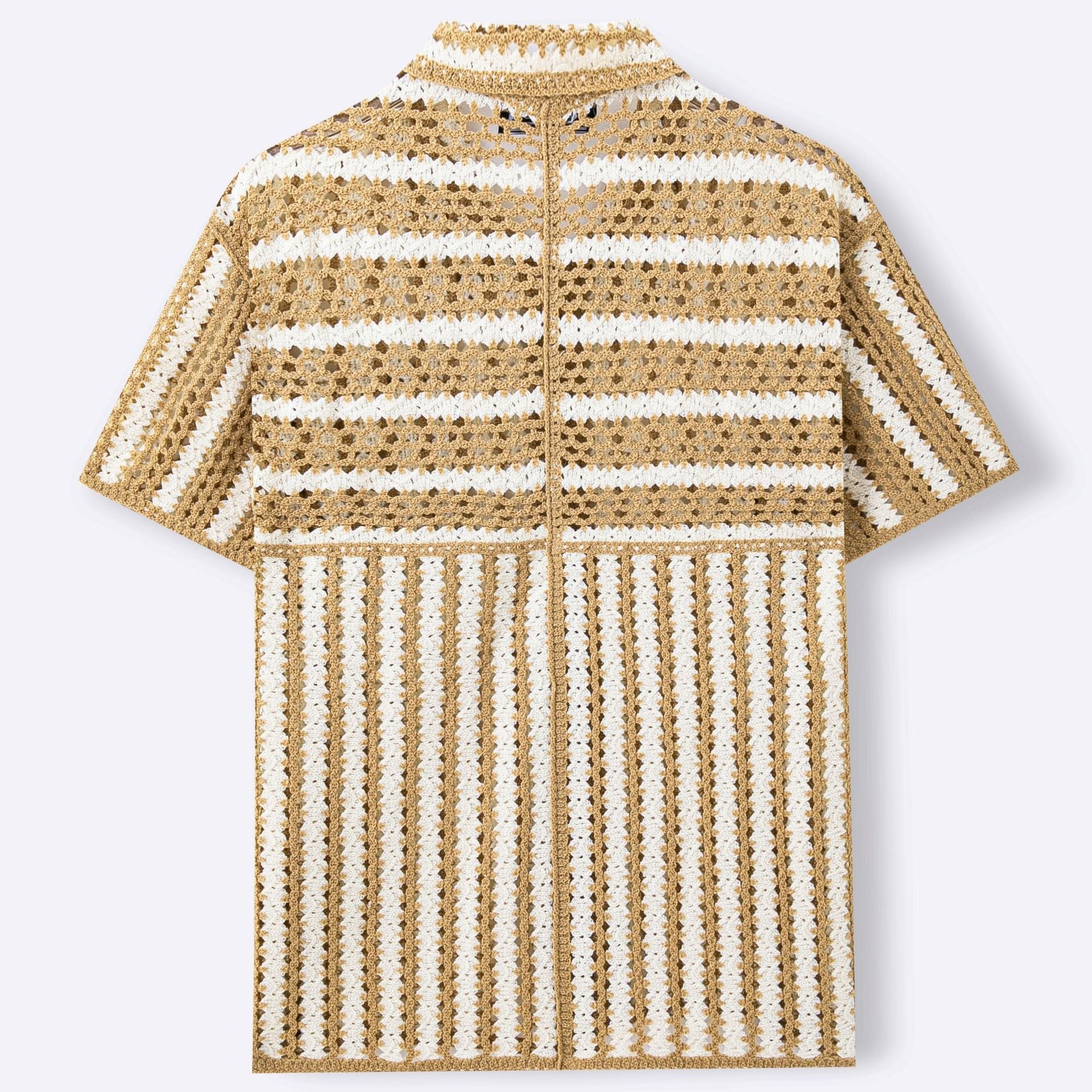 Pull Homme Rétro À Rayures Avec Mailles Ajourées Confortables Khaki - IVOIRART.COM