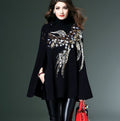 Pull imitation femme style européen avec veste station, coupe chauve - souris noire - IVOIRART.COM