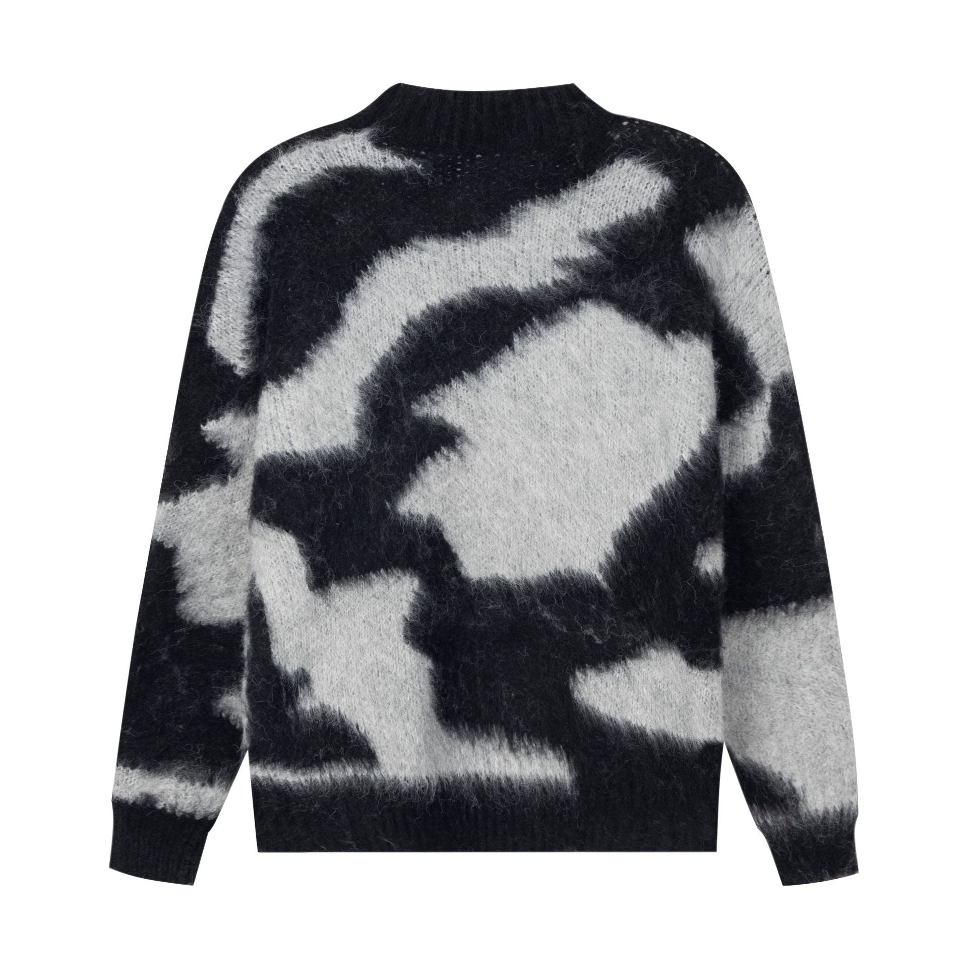 Pull oversize homme en mohair color-block à motif croisé col rond, style jacquard - IVOIRART.COM