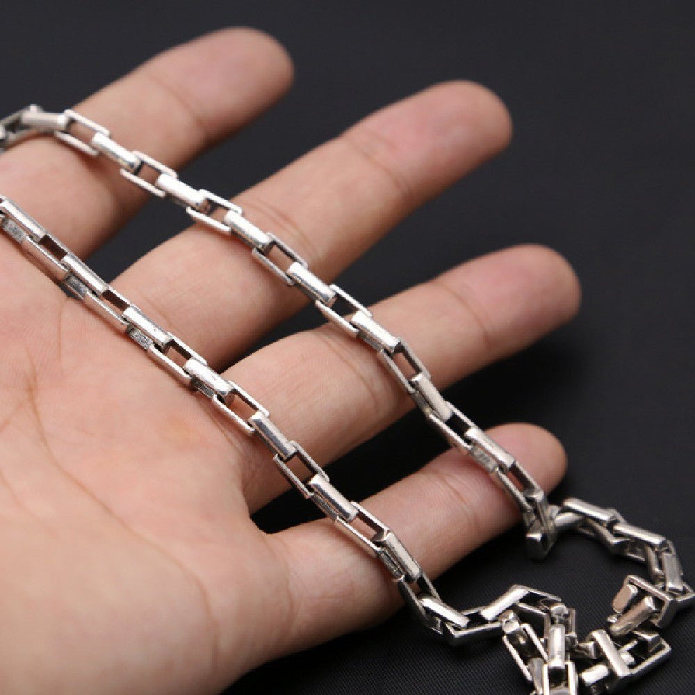 Pure Thai Silver Checkered Necklace - IVOIRART.COM