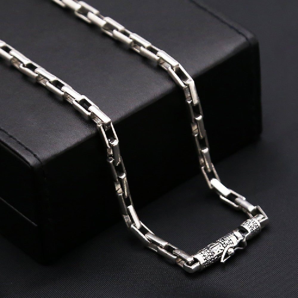 Pure Thai Silver Checkered Necklace - IVOIRART.COM