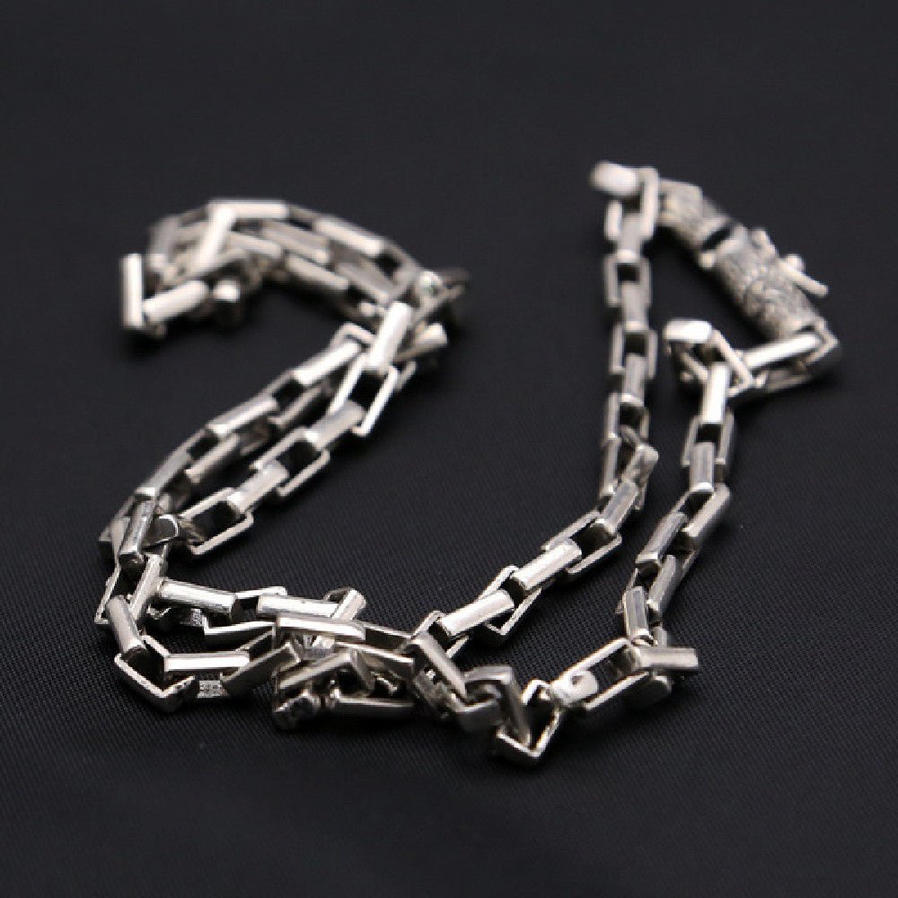 Pure Thai Silver Checkered Necklace - IVOIRART.COM