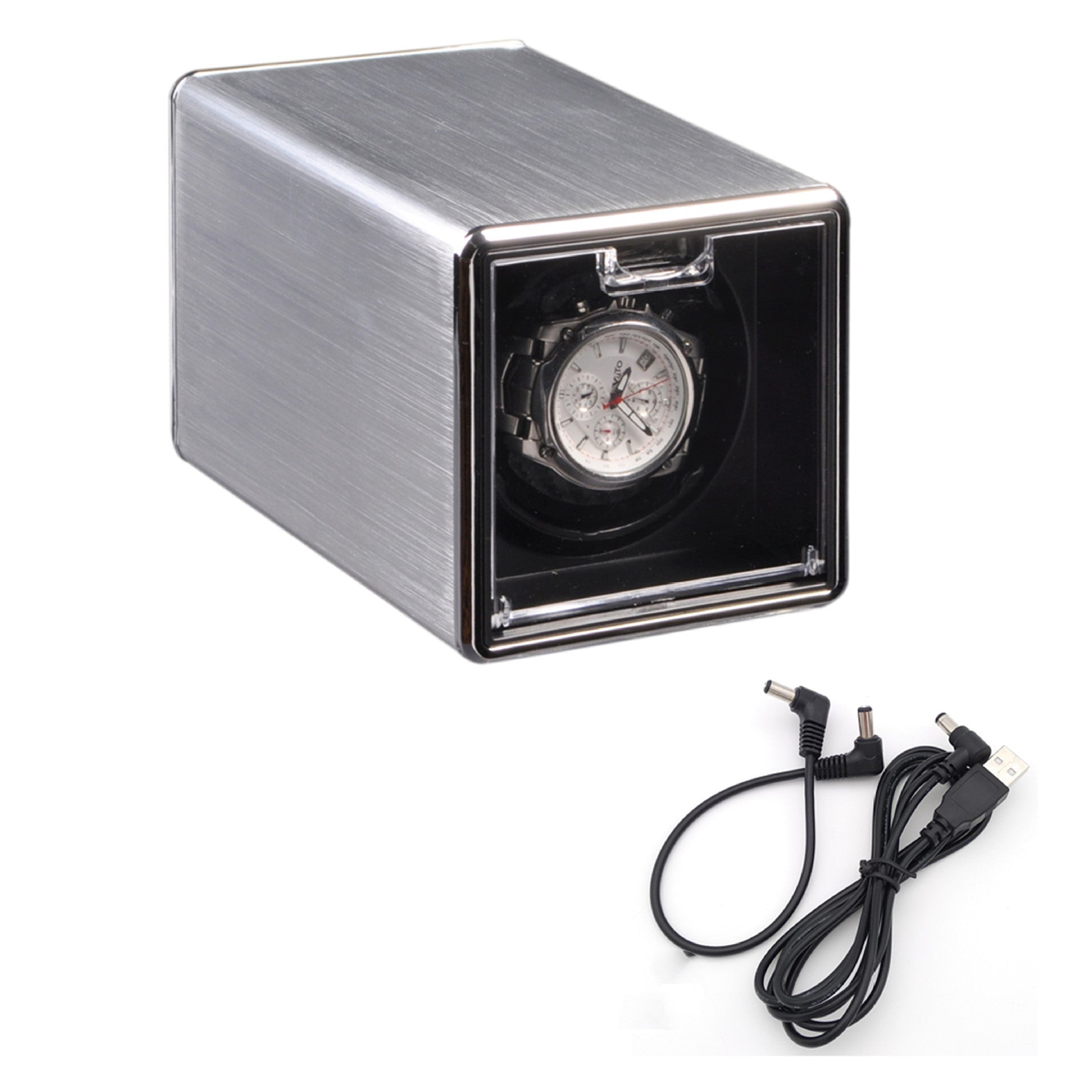 Remontoir Montre Automatique Boîte Cadeau Métallique 98x98x172mm Mètre Agitateur - IVOIRART.COM