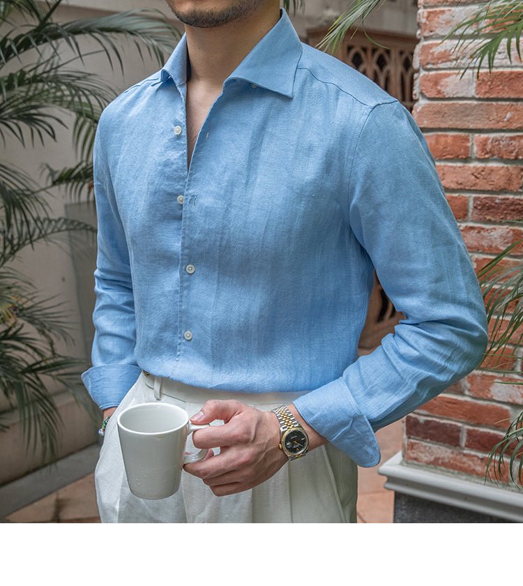 Retro Casual Long Linen Sleeves Shirt - IVOIRART.COM