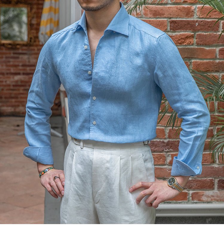 Retro Casual Long Linen Sleeves Shirt - IVOIRART.COM