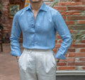 Retro Casual Long Linen Sleeves Shirt - IVOIRART.COM