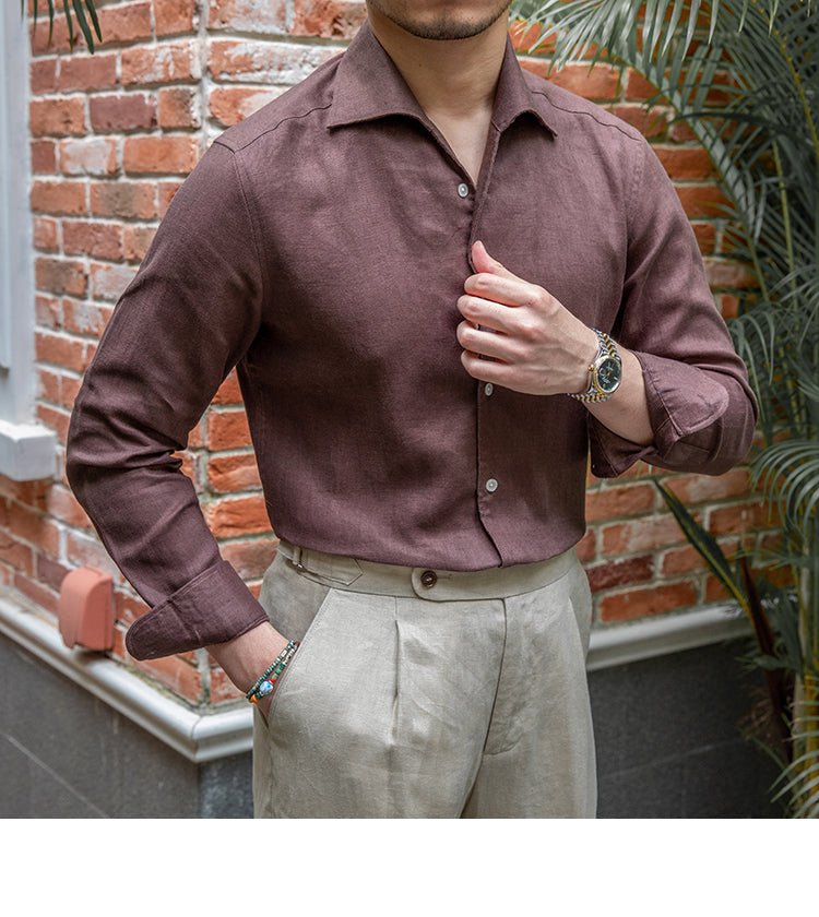 Retro Casual Long Linen Sleeves Shirt - IVOIRART.COM