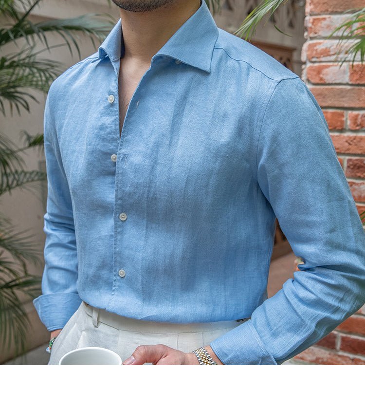 Retro Casual Long Linen Sleeves Shirt - IVOIRART.COM