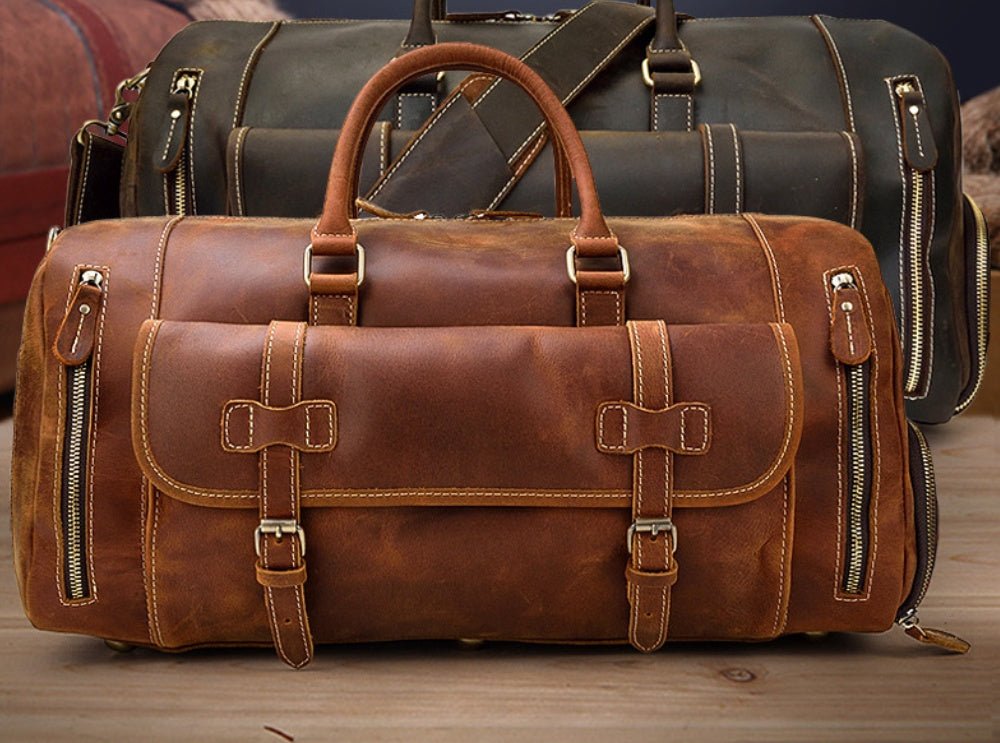 Retro Crazy Horse Leather Men's Travel Bag - IVOIRART.COM