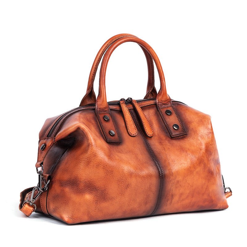 Retro Female Bag Head Layer Cowhide Ladies Handbag Rub Color Single Shoulder Messenger Bag Large Capacity - IVOIRART.COM