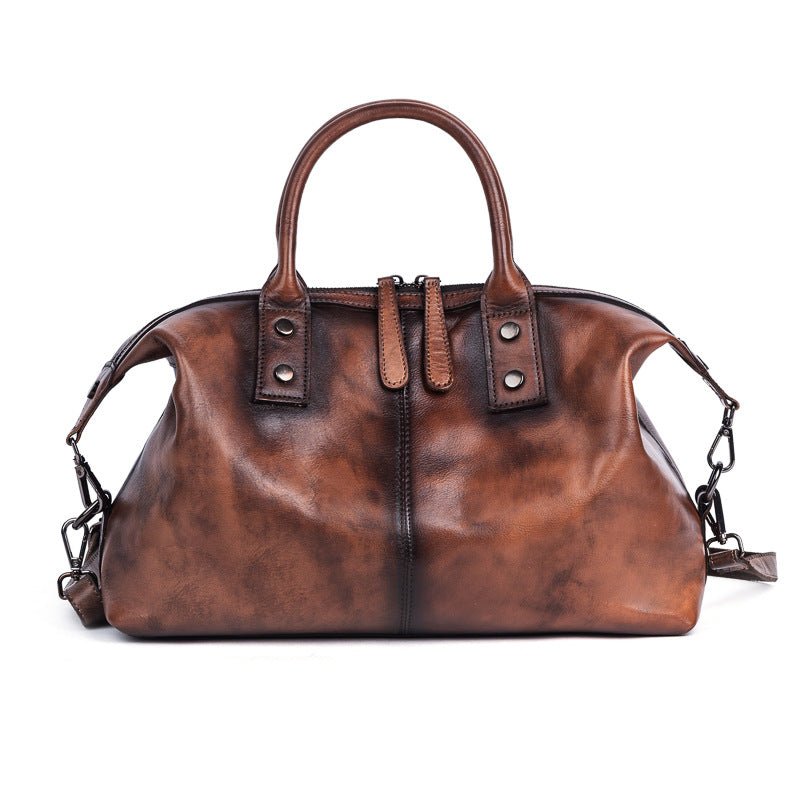 Retro Female Bag Head Layer Cowhide Ladies Handbag Rub Color Single Shoulder Messenger Bag Large Capacity - IVOIRART.COM
