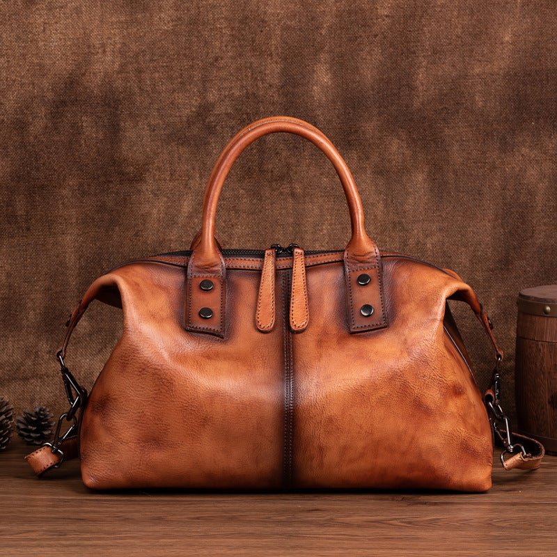 Retro Female Bag Head Layer Cowhide Ladies Handbag Rub Color Single Shoulder Messenger Bag Large Capacity - IVOIRART.COM
