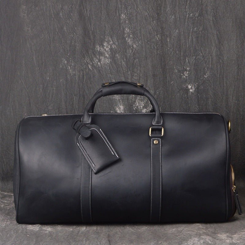 Retro First Layer Cowhide Men's Portable Large Capacity Luggage Bag - IVOIRART.COM
